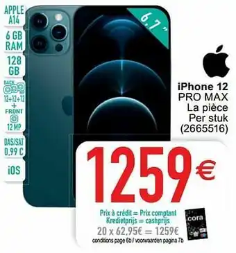 Cora Apple iphone 12 pro max aanbieding