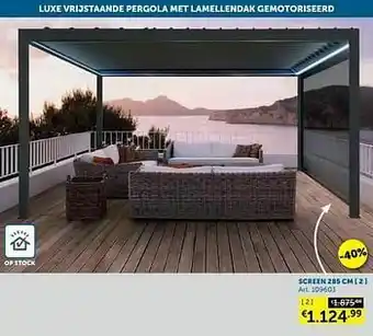 Zelfbouwmarkt Luxueuze vrijstaande pergola met lamellendak sonny antraciet screen aanbieding