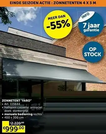 Zelfbouwmarkt Zonnetent faro manuele bediening rechts aanbieding