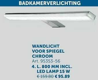Zelfbouwmarkt Badkamerverlichting wandlicht voor spiegel chroom aanbieding