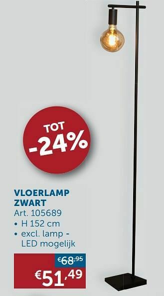 Zelfbouwmarkt Vloerlamp zwart aanbieding