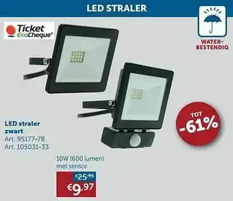 Ledstraler 10w met sensor