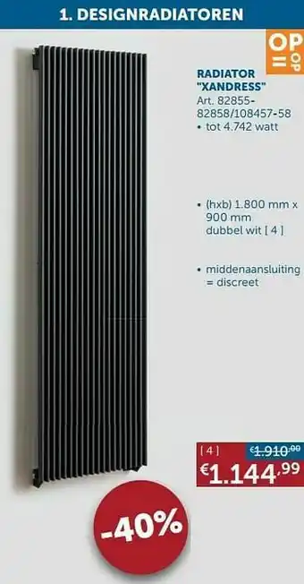 Zelfbouwmarkt Designradiator xandress dubbel wit aanbieding