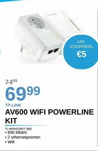 AUVA TP-LINK AV600 wifi powerline kit TL-WPA4225KIT (BE) aanbieding