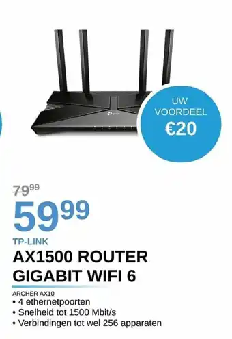 TP-LINK AX1500 router gigabit wifi 6 ARCHER AX10