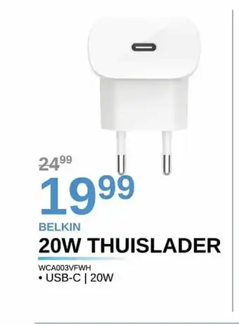 AUVA Belkin 20W thuislader WCA003VFWH aanbieding