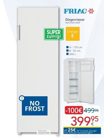 Eldi Diepvriezer vdv7505 wnf aanbieding