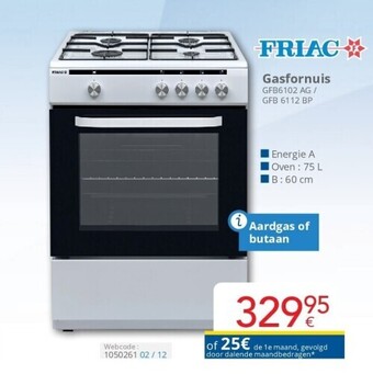 Eldi Gasfornuis gfb6102 ag / gfb 6112 bp aanbieding