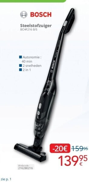 Eldi Steelstofzuiger bchf216 b/s aanbieding