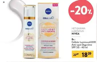 Di Nivea Cellular Luminous630 Anti-spot Dagcreme SPF 50 40 ml aanbieding