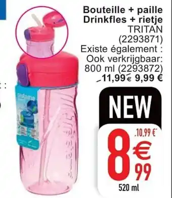 Cora Bouteille + paille Drinkfles + rietje Tritan aanbieding