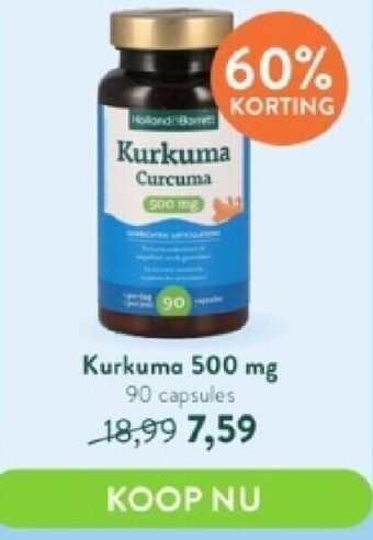 Holland & Barrett Kurkuma 500 mg 90 capsules aanbieding