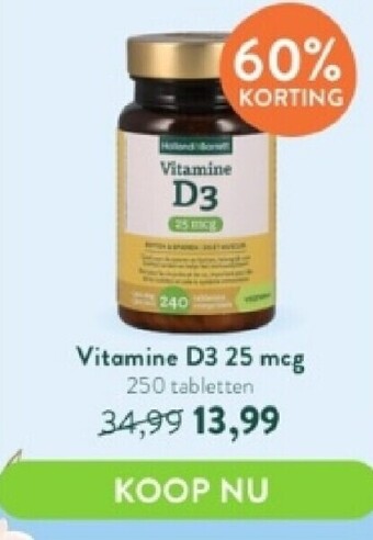 Holland & Barrett Vitamine d3 25 mcg aanbieding