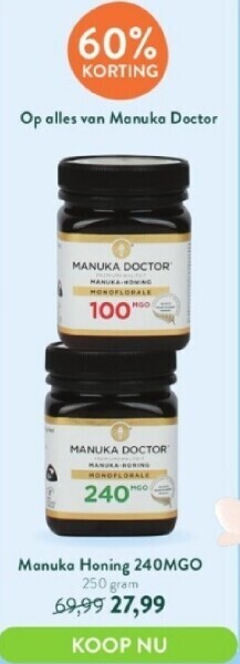 Holland & Barrett Manuka honing 240mgo aanbieding