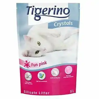 Zooplus 3x 5L Pink/Roze Tigerino Crystals Fun Kattenbakvulling Silicaat aanbieding