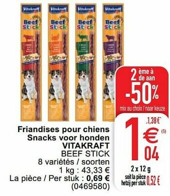 Cora Friandises pour chiens snacks voor honden vitakraft beef stick aanbieding