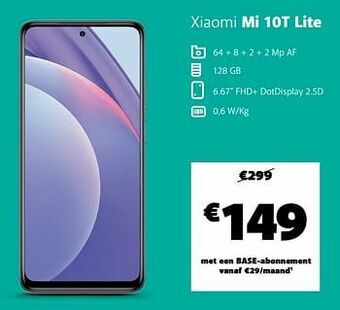 Base Xiaomi mi 10t lite aanbieding