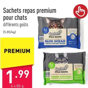 ALDI Cachet Sachets repas premium pour chats 4 x 85 g aanbieding