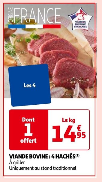Auchan VIANDE BOVINE: 4 HACHÉS aanbieding