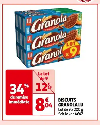 Auchan BISCUITS GRANOLA LU Lot de 9 x 200 g aanbieding
