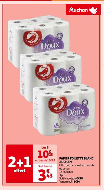 Auchan PAPIER TOILETTE BLANC AUCHAN aanbieding