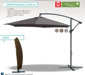 Hubo ZWEEFPARASOL Ø 300 cm aanbieding