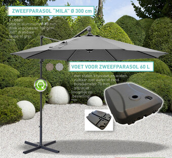 Hubo ZWEEFPARASOL "MILA" Ø 300 cm aanbieding
