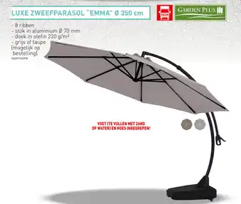 Hubo LUXE ZWEEFPARASOL "EMMA" Ø 350 cm aanbieding