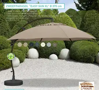 Hubo ZWEEFPARASOL "EASY SUN XL" Ø 375 cm aanbieding