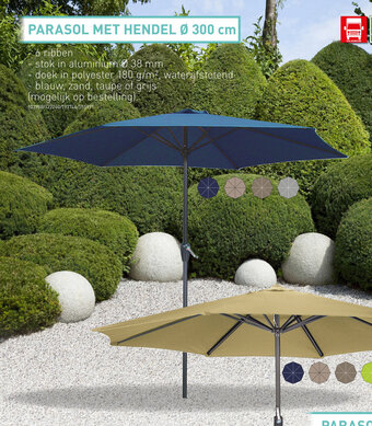 Hubo PARASOL MET HENDEL Ø 300 cm aanbieding