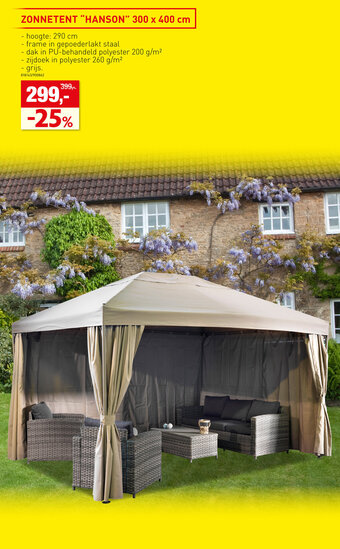 Hubo ZONNETENT "HANSON" 300 x 400 cm aanbieding