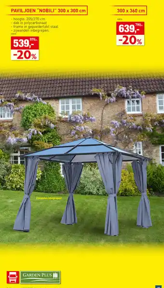 Hubo GARDEN PLUS PAVILJOEN "NOBILI" 300 x 300 cm aanbieding