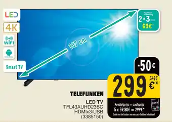Cora TELEFUNKEN LED TV 107 cm, TFL43AUHD23BC HDMIx3/USB (3385150) aanbieding