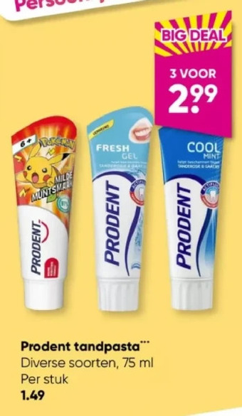 Big Bazar Prodent tandpasta* aanbieding
