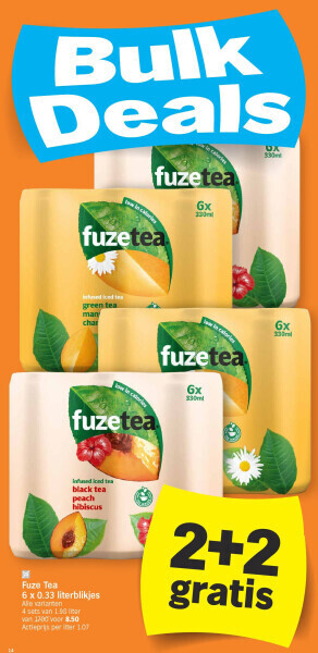 Albert Heijn Fuze tea 6 x 0.33 literblikjes aanbieding