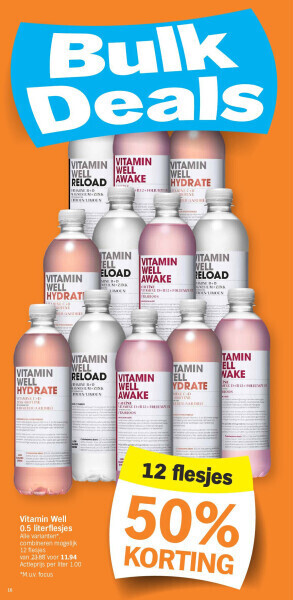 Albert Heijn Vitamin well 0.5 literflesjes aanbieding
