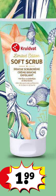 Kruidvat Kruidvat Limited Edition SOFT SCRUB DOUCHE SCRUBCRÈME CRÈME DOUCHE EXFOLIANT aanbieding