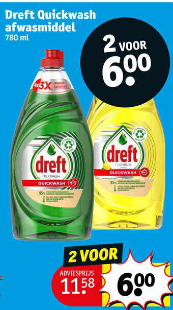 Kruidvat Dreft Quickwash afwasmiddel 780 ml aanbieding