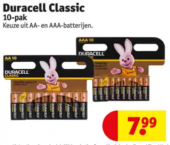 Kruidvat Duracell Classic 10-pak Keuze uit AA- en AAA-batterijen. aanbieding