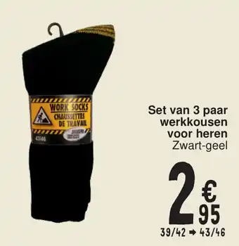 Cora WORK SOCKS Set van 3 paar werkkousen voor heren Zwart-geel, 39/42 - 43/46 aanbieding