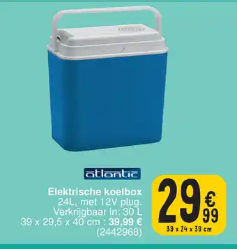 atlantic, Elektrische koelbox 24L, met 12V plug. 30 L , 39 x 24 x 39 cm