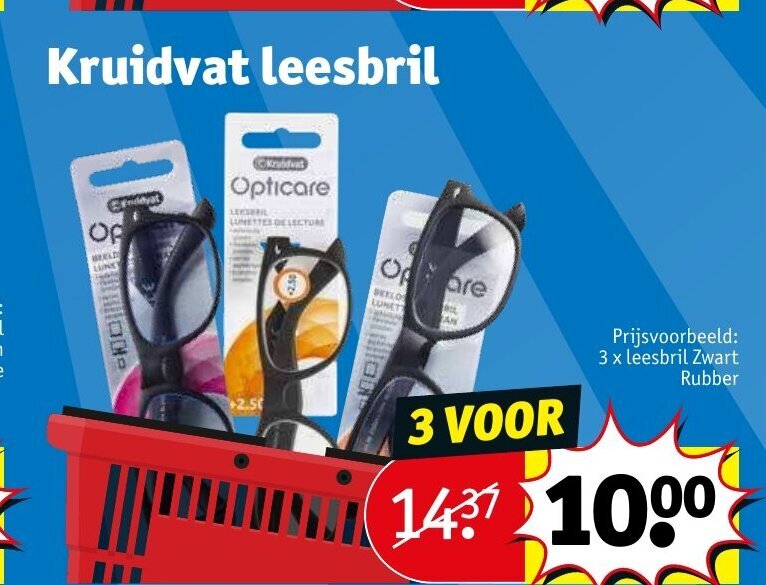 Kruidvat leesbril, 3 x leesbril Zwart Rubber promotie bij Kruidvat