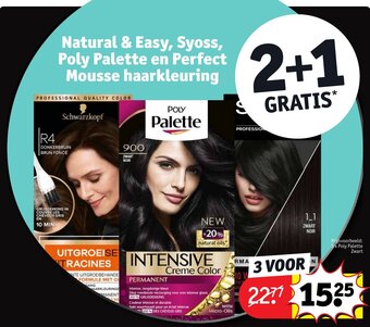 Kruidvat Natural & Easy, Syoss, Poly Palette en Perfect Mousse haarkleuring aanbieding