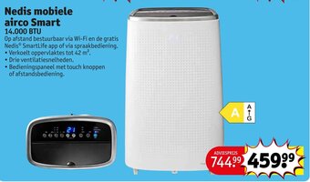 Kruidvat Nedis mobiele airco Smart 14,000 BTU aanbieding