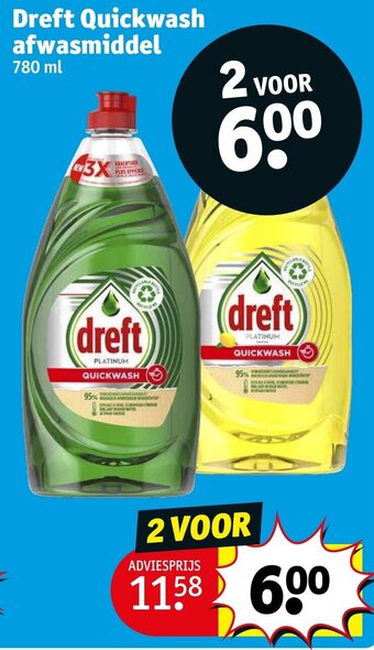 Kruidvat Dreft Quickwash afwasmiddel 780 ml aanbieding