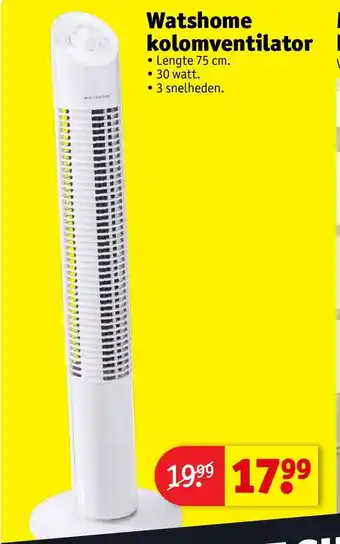 Kruidvat Watshome kolomventilator Lengte 75 cm. 30 watt. aanbieding