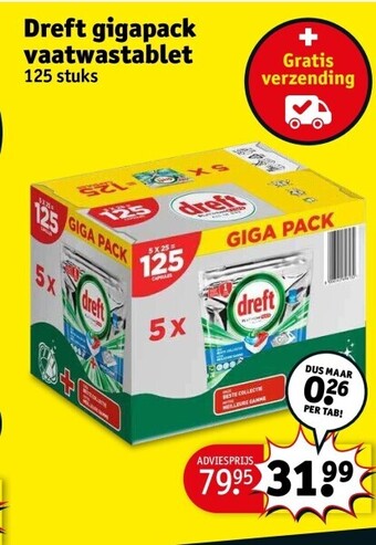 Kruidvat Dreft gigapack vaatwastablet aanbieding