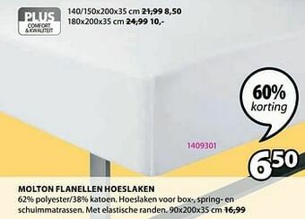 Jysk Molton flanellen hoeslaken aanbieding