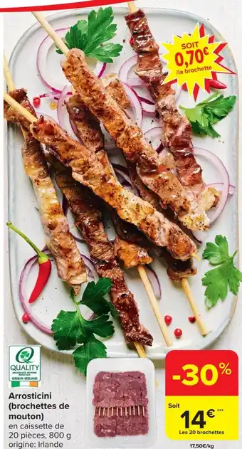 Carrefour Market Arrosticini (brochettes de mouton) Les 20 brochettes aanbieding