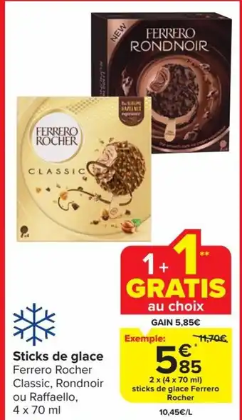 Sticks de glace Ferrero Rocher Classic, Rondnoir ou Raffaello, 2x(4x70ml) Sticks de glace Ferrero Rocher